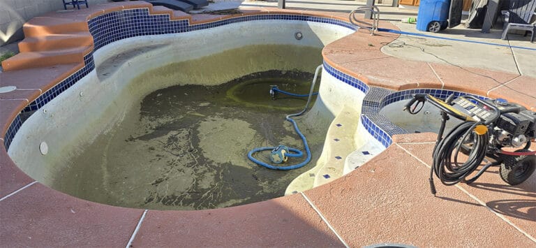 acid wash - dirty - step 1 - Aquazul pool cleaners in Las Vegas
